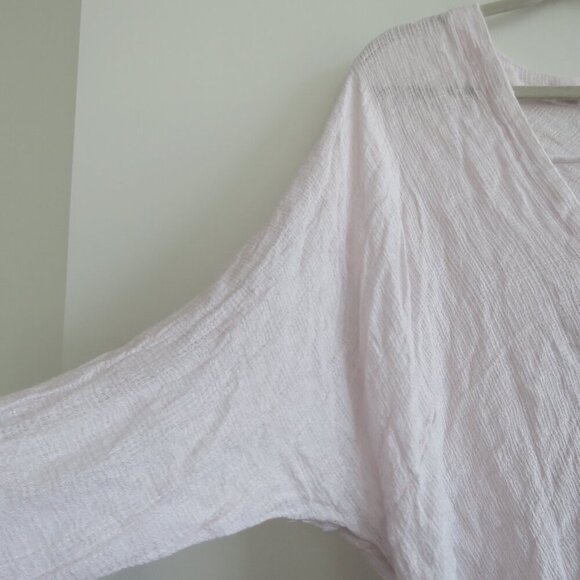 FREE PEOPLE Morning Dolman Tie Sleeve Gauzy Top in White Casual Boho Coastal M - Picture 7 of 14